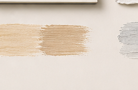 Quadro moderno particolare con forme terracotta in studio domestico